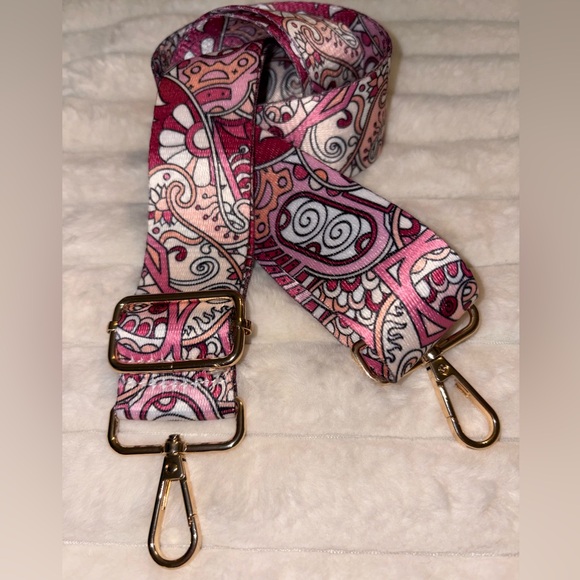 Handbags - Guitar Handbag Pink and Gold Patterned Strap